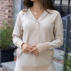 Slouchy fawn beige tunic hoody.